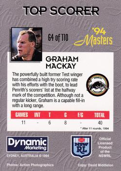 1994 Dynamic NSW Rugby League '94 Masters #64 Graham Mackay Back